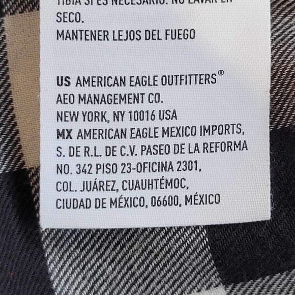 American Eagle AE Plaid Flannel Shirt Long Sleeve Button Up Black LS Soft - Picture 10 of 12